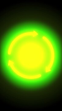 Green circular arrows animation loop, recycle symbol, refresh, rotate, update, motion graphic