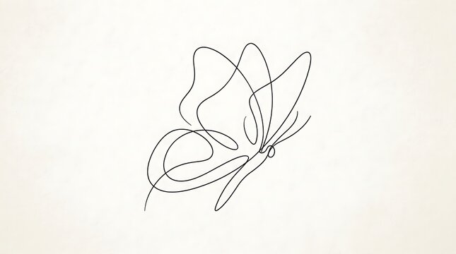 Minimalist continuous line drawing of a butterfly with butterfly minimalist continuous delicate