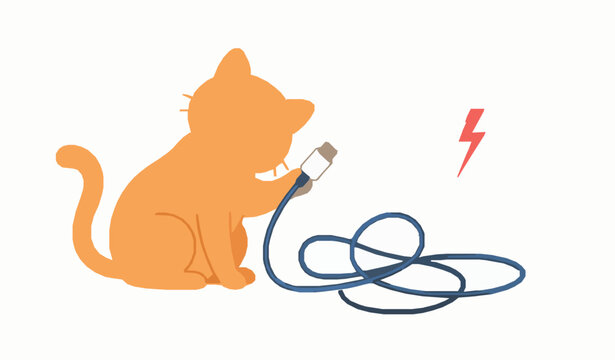 Funny Cat with Unplugged Cable 404 Concept Vector
