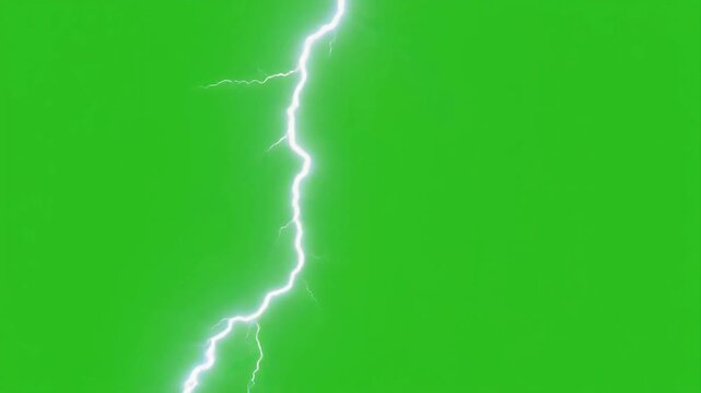 Electric lightning bolt on green background.