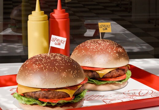 Burger Flag Mockup