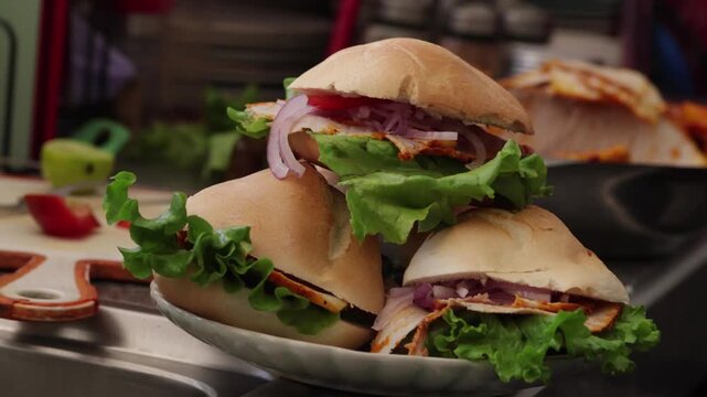 Making a Peruvian ham sandwich with traditional ingredients