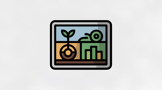 Agriculture growth icon. Farming statistics chart showing crop development and yield progress.