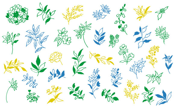 Hand-Painted Boho Botanical Vector Line Art Set with Doodle-Style Wildflowers, Berries, and Leaves for Wedding Invitations, Surface Design, and Greeting Cards. Vector file.		
