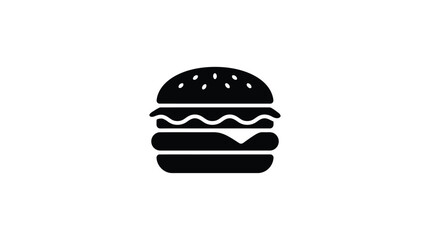 Fototapeta premium Hamburger Silhouette Black Flat Icon On White Background