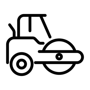 Road Roller Roadwork Construction Vehicle Icon Line Style