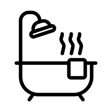 Bathtub and Shower Bathroom Hotel Icon Line Style