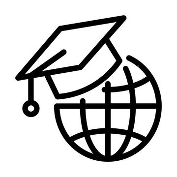Global Education and Graduation Icon Line Style