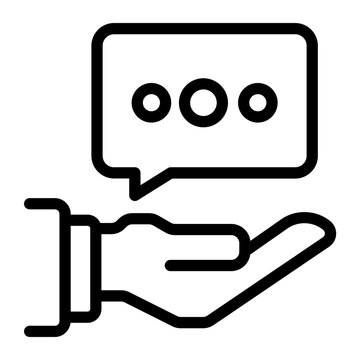 Hand Holding Speech Bubble Care Support Icon Line Style