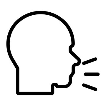 Talking Person or Coughing Man Profile Icon Line Style