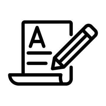 Exam Paper and Pencil Education Icon Line Style