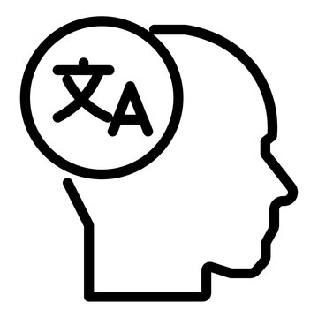Human Mind Language Translation Interpreter Icon Line Style