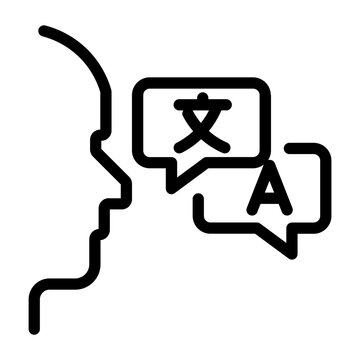 Talking Person Language Translation Chat Icon Line Style