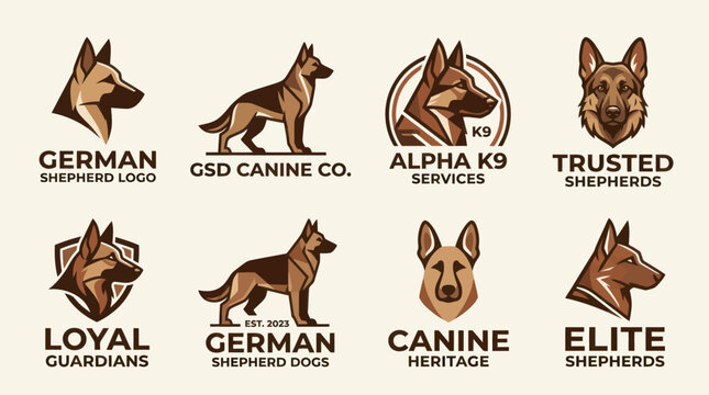 Professional German Shepherd canine logo and emblem set.