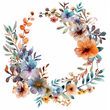 Seamless Watercolor Floral Pattern with Botanical Flowers