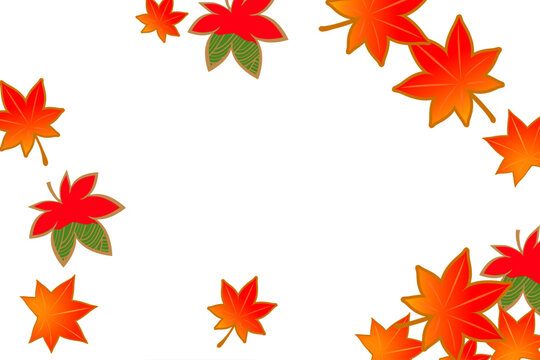 秋　紅葉の水彩背景イラスト