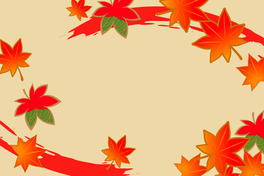 秋　紅葉の水彩背景イラスト