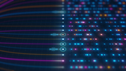 Obraz premium Big Data Integration Network with Digital Information Flow Visualization Illustration