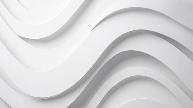 Abstract white architectural wall background with smooth flowing wave patterns