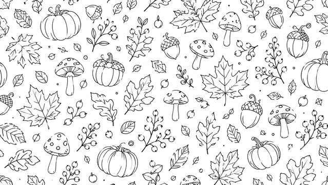 Autumn Line Art Pattern