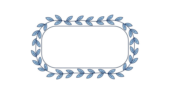 blue leaf frame, laurel wreath border