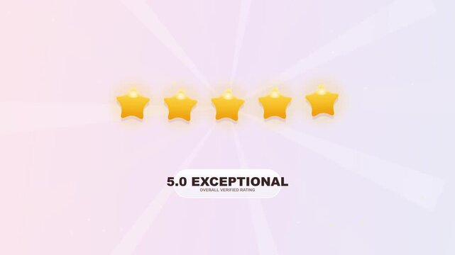 Rating five stars animation for customer feedback review
