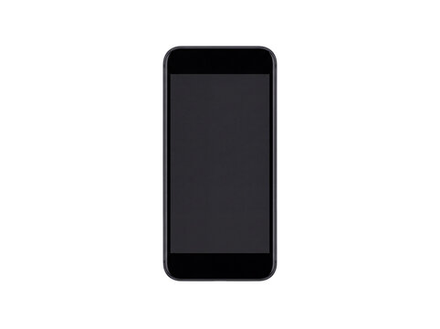 Black smartphone with blank screen and metallic frame isolated on transparent background mobile phone