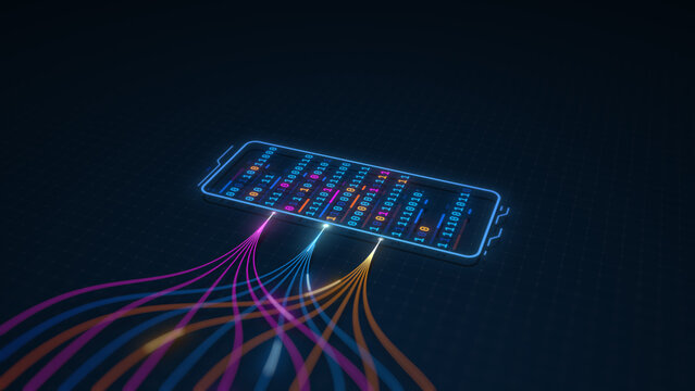 Binary Data Processing Node with Digital Information Flow Illustration