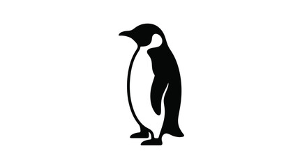 Fototapeta premium Simple Black and White Penguin Vector Icon Illustration