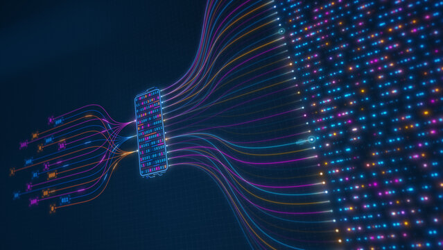 Digital Data Transformation Through Intelligent Information Processing Network Illustration