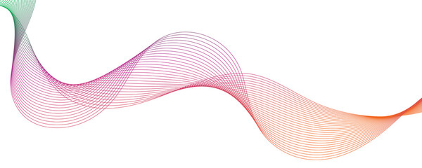 Abstract flowing linear wave lines with multi-color gradient on white background © VectorStockStuff