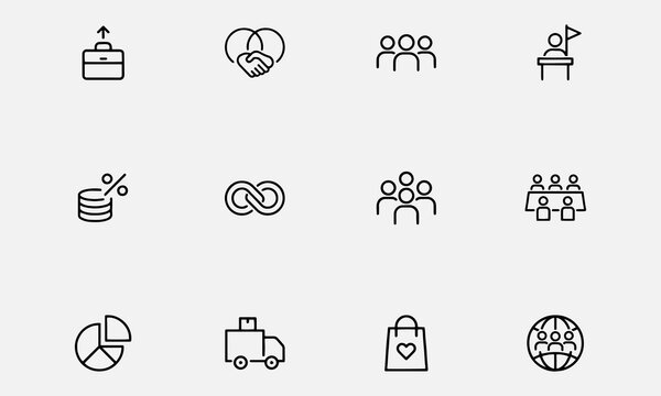 Stakeholder icon set. Containing business, collaboration, teamwork, Management, investors, partners, employees