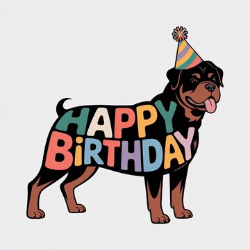 Rottweiler's Birthday Bash: Colorful Cartoon Style Party Hat Canine Art for Joyful Celebrations