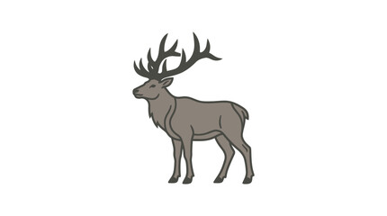 Fototapeta premium Majestic Stag with Large Antlers, Elegant Deer Illustration Isolated on White Background, Wildlife Symbol