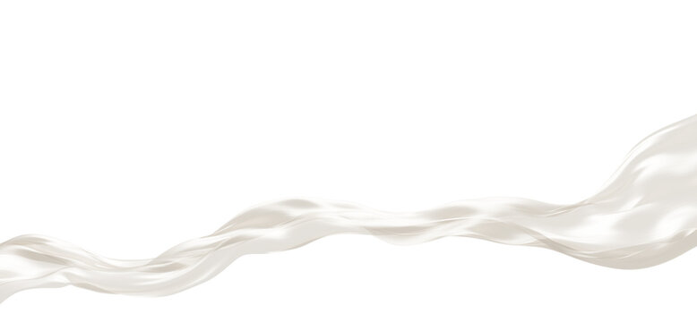 Luxury pearl white sheer chiffon fabric flowing isolated on transparent background with copy space 3D render