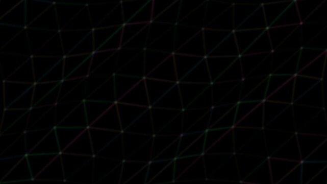 A dark background with glowing geometric lines forming a network pattern