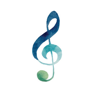 Large Blue Green Musical Treble Clef.