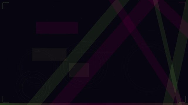 Abstract composition featuring intersecting translucent geometric shapes in deep purple and olive against a dark background