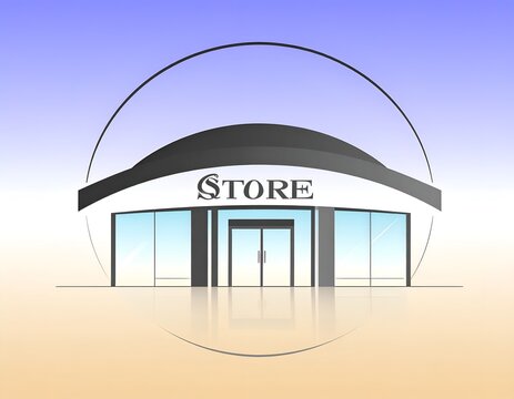 Modern Store Front Exterior Illustration with Minimalist Architectural Design