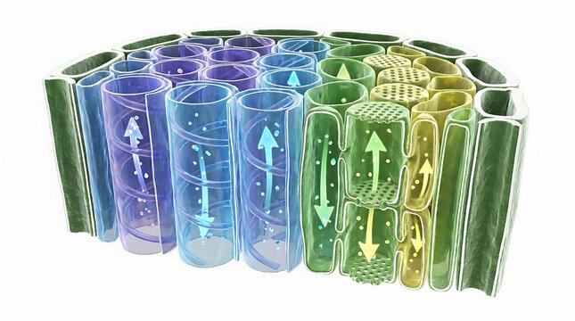 3D Microscopic Rendering of Xylem and Phloem Vessels Isolated