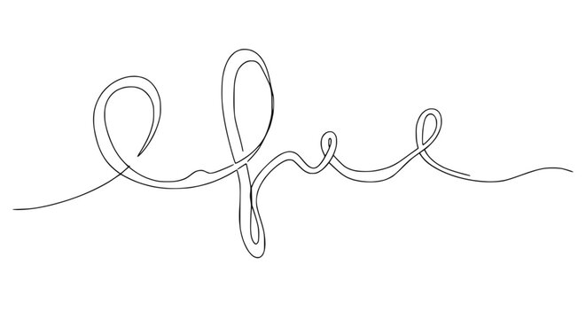 Continuous line drawing of the word "free" in cursive script, minimalist design