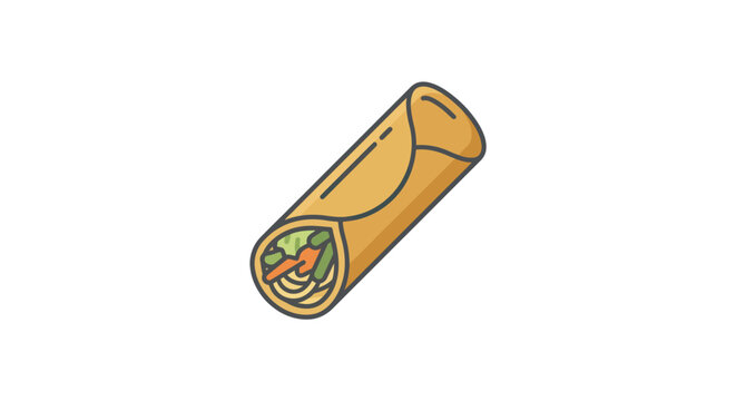 Crispy spring roll icon, delicious asian appetizer, isolated on white background, vector illustration for food blogs and menus.