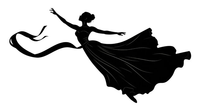 This minimalist vector silhouette effectively communicates elegance and movement, making it ideal for performance arts, fashion, or wellness branding.