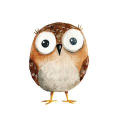 Fototapeta premium Brown Owl with Large White Eyes.