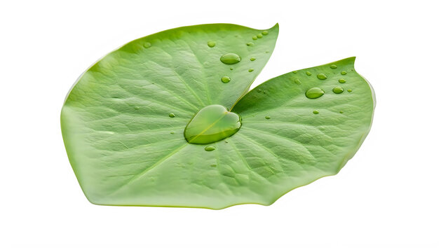 Fresh green leaf with water droplet on top