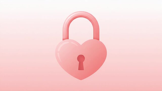 Pink heart shaped padlock vector illustration romantic security concept for valentines day romance