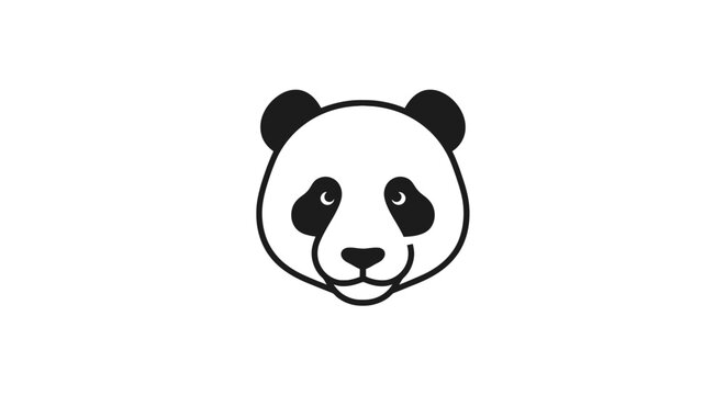 Stylized panda face icon in black line art.