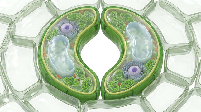 3D Render of Open Leaf Stoma and Guard Cells Isolated