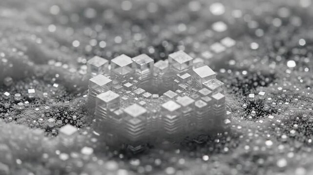 Microscopic view of white salt crystals on black background.