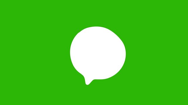 4K looping speech bubble animation on green screen for chroma key compositing. Clean chat message icon overlay for social media, messaging, presentations, and motion graphics.